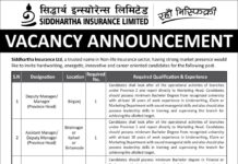 Siddhartha Insurance Job Vacancy for Various Positions Siddhartha insurance limited