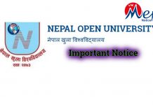 Nepal open university Notice (NOU) Exam form fill up and exam schedule Notice.