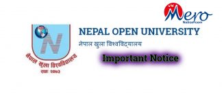 Nepal open university Notice (NOU) Exam form fill up and exam schedule Notice.