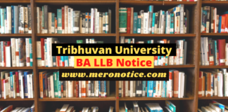 Notice to fill BA LLB 4th year exam application form Tribhuvan University BA LLB Notice Update